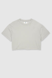 Storm Grey Pima Cotton lightweight jersey cropped boxy tee for women