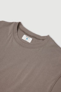 Light brown Pima Cotton lightweight jersey cropped boxy tee for women