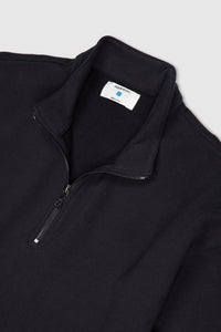Black Pima Cotton French Terry cropped half zip for women