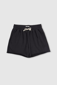 Black French Terry Pima Cotton high waisted shorts for women