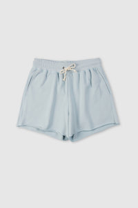Light blue French Terry Pima Cotton high waisted shorts for women