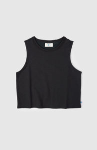 Black Pima Cotton modal blend cropped sleeveless tank for women