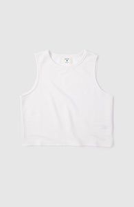 White Pima Cotton modal blend cropped sleeveless tank for women