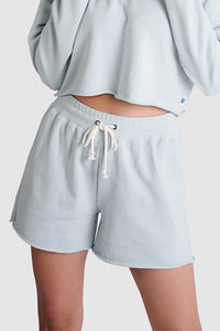 Light blue French Terry Pima Cotton high waisted shorts for women