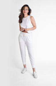 White Pima Cotton modal blend cropped sleeveless tank for women